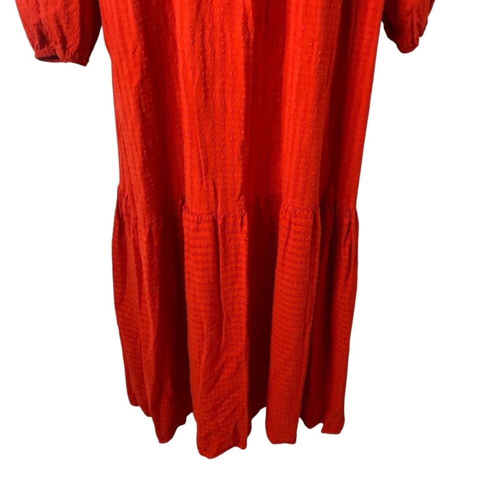 Anthropologie Amadi Alisha Linen Maxi Dress XL Long Sleeves Textured Holiday Red - Picture 10 of 16